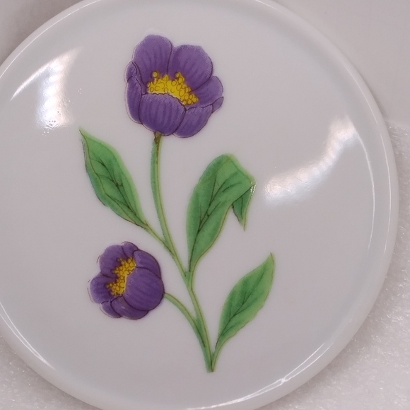 House of Prill Floral MUG with Cover Porcelain Purple Flowers 10 oz Cup - Picture 11 of 13